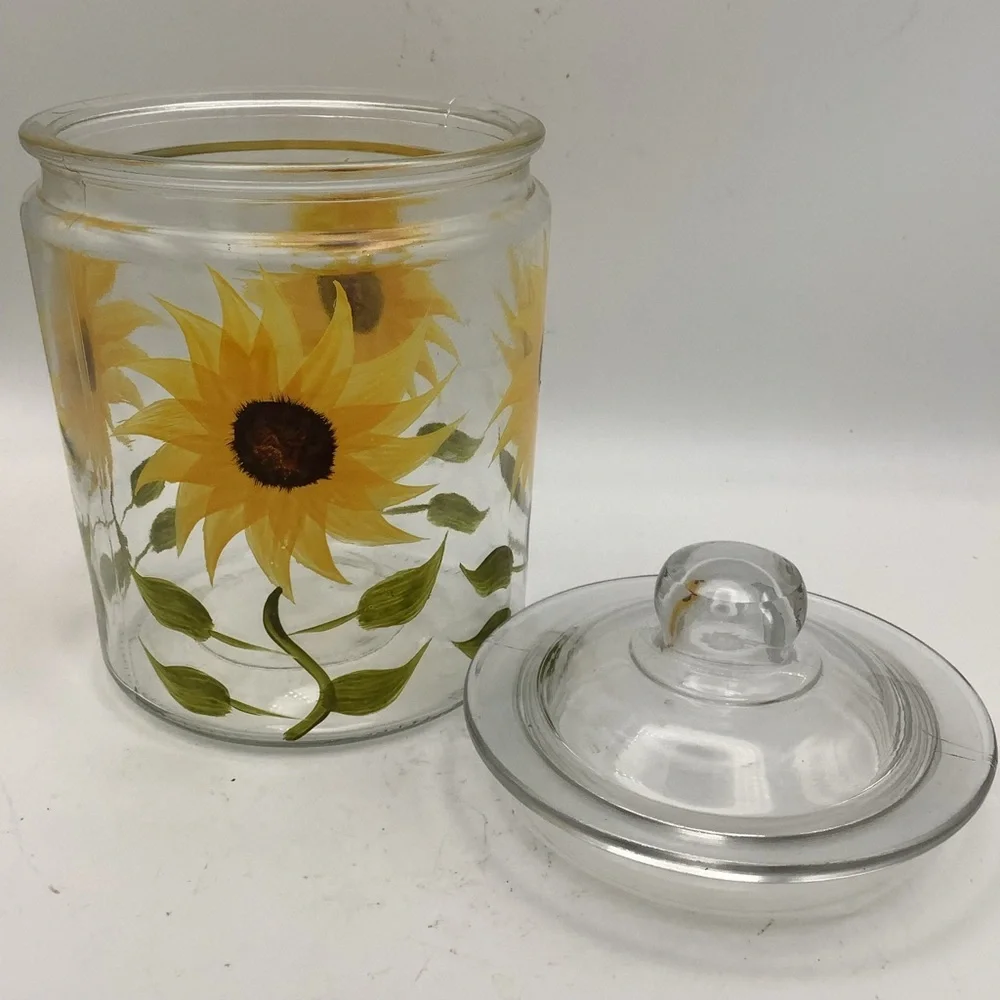 Sunflower Glass Canister with Lid